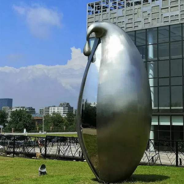 water drop mirror stainless steel landscape sculpture