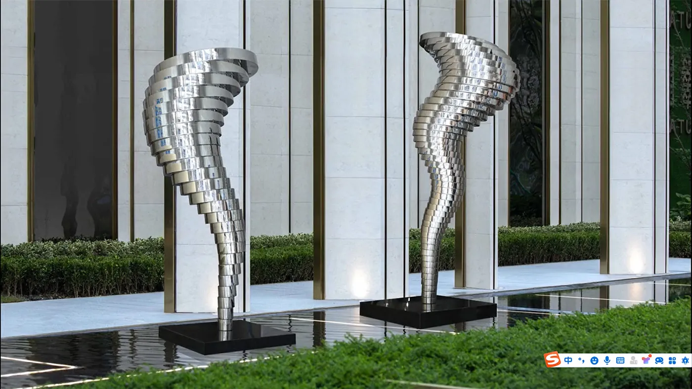 Abstract tornado stainless steel hotel sculpture