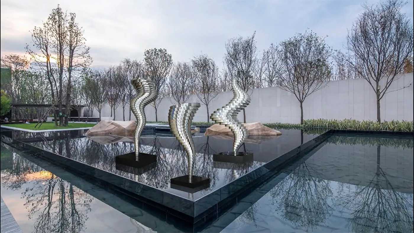 hotel garden metal tornado stainless steel sculpture art