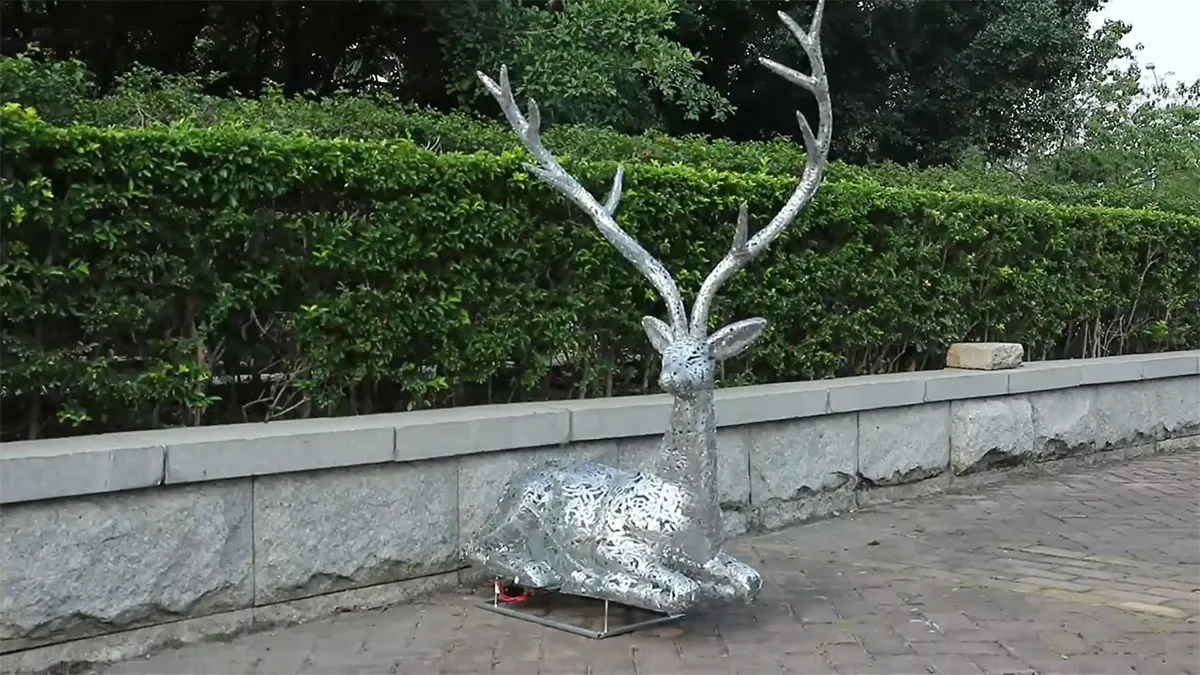 hollowed out stainless steel  deer garden sculpture