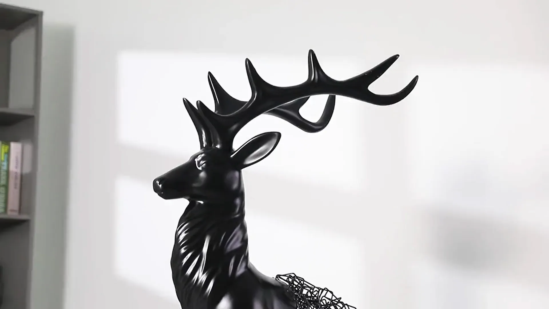 head of black fiber glass  elk  sculpture