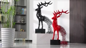 black and red abstract iron elk hotel lobby ornaments sculpture