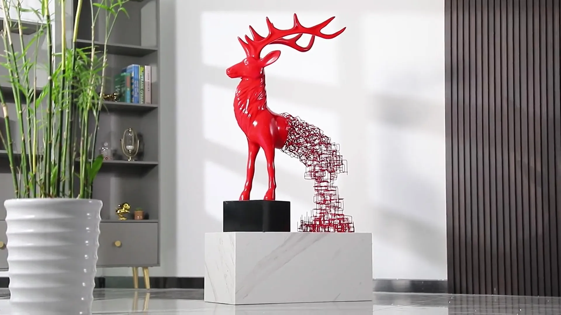 Red hotel lobby iron elk fiberglass sculpture