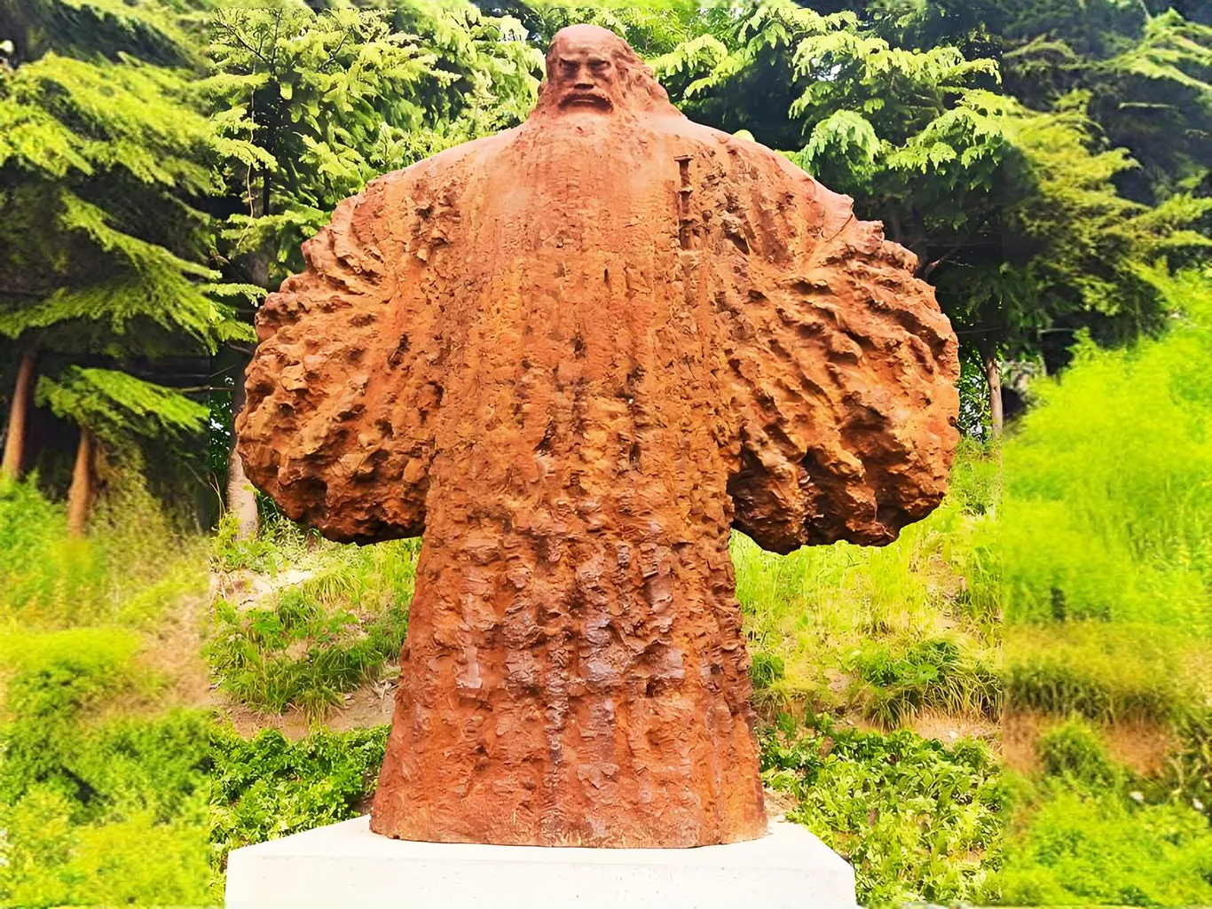 Corten Steel figure sculpture in park